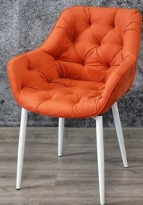 Кухонный стул Саваж оранжевый, ножки белые в Магнитогорске
