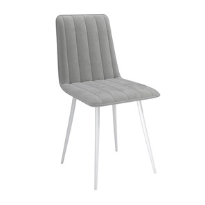 Обеденный стул Тахо, велюр тенерифе грей/Цвет металл белый в Копейске