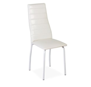 Кухонный стул Волна, прошивка горизонтально, каркас металл белый, Аттика белый в Магнитогорске