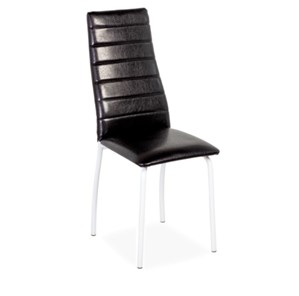 Обеденный стул Волна, прошивка горизонтально, каркас металл белый, Аттика черный в Копейске