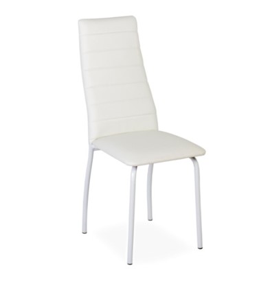 Обеденный стул Волна, прошивка горизонтально, каркас металл белый, экотекс белый в Челябинске - изображение