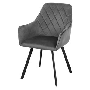 Мягкий кухонный стул-кресло Мадрид СРП-056 эмаль черная Веллюто серый в Челябинске - предосмотр