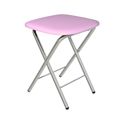 Кухонный табурет Складной СРП-013КВ (квадратное сиденье) Хром-Люкс. розовый в Копейске - изображение