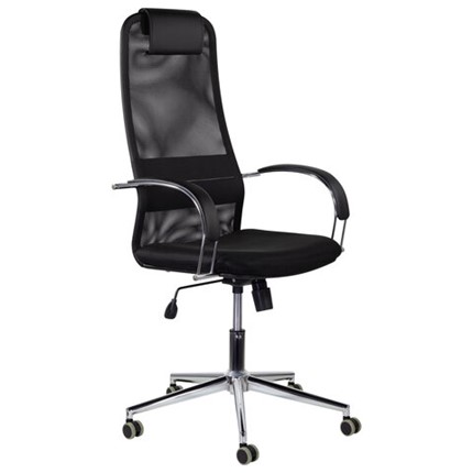 Офисное кресло Brabix Premium Pilot EX-610 CH (хром, ткань-сетка, черное) 532417 в Миассе - изображение