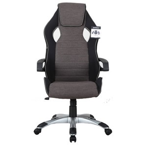 Кресло компьютерное Brabix Techno GM-002 (ткань, черное/серое, вставки белые) в Миассе