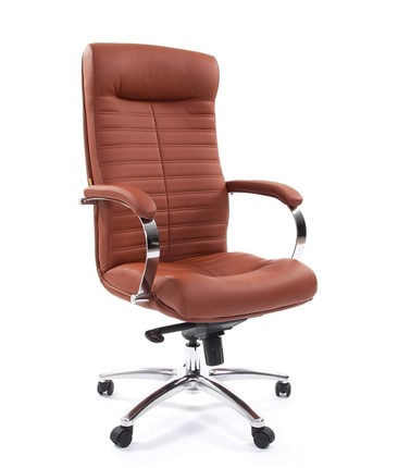 Офисное кресло CHAIRMAN 480 Экокожа Terra 111 (коричневая) в Миассе - изображение