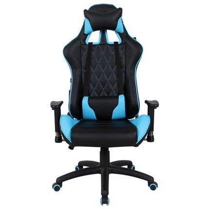 Компьютерное кресло Brabix GT Master GM-110 (две подушки, экокожа, черное/голубое) 531928 в Миассе - изображение