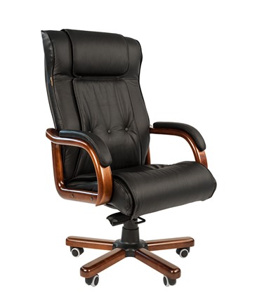 Компьютерное кресло CHAIRMAN 653 кожа черная в Миассе - изображение