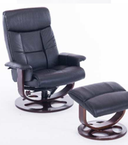 Кресло офисное J6011 для релаксации нат. кожа / дерево, черный в Златоусте