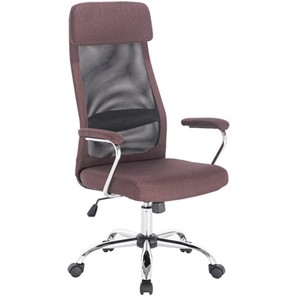 Кресло офисное Brabix Flight EX-540 (хром, ткань, сетка, коричневое) 531849 в Миассе
