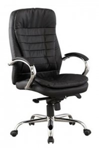 Кресло компьютерное ДамОфис J 9031-1 нат. кожа /хром, черный в Златоусте