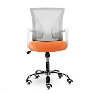 Кресло офисное Brabix Wings MG-306 (пластик белый, хром, сетка, серое/оранжевое) в Миассе