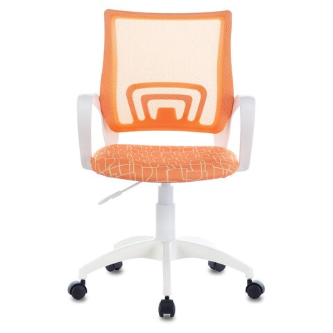 Офисное кресло Brabix Fly MG-396W (с подлокотниками, пластик белый, сетка, оранжевое с рисунком "Giraffe") в Челябинске - изображение 2