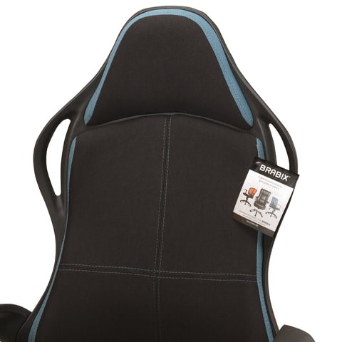 Кресло Brabix Premium Force EX-516 (ткань, черное/вставки синие) в Челябинске - изображение 7