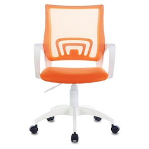 Офисное кресло Brabix Fly MG-396W (с подлокотниками, пластик белый, сетка, оранжевое) в Челябинске - предосмотр 1