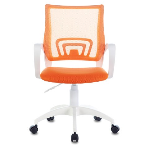 Офисное кресло Brabix Fly MG-396W (с подлокотниками, пластик белый, сетка, оранжевое) в Челябинске - изображение 1