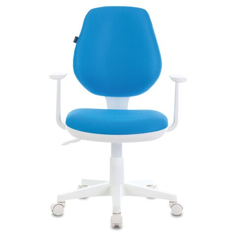 Офисное кресло Brabix Fancy MG-201W (с подлокотниками, пластик белый, голубое) в Челябинске - изображение 1