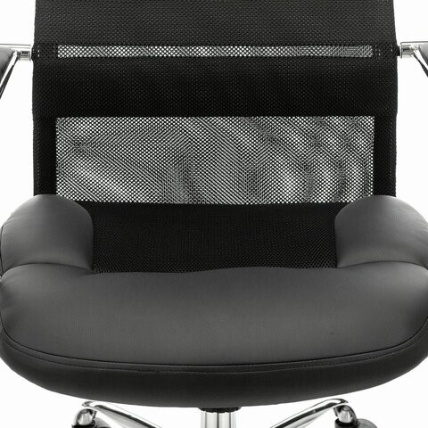 Офисное кресло Brabix Premium Stalker EX-608 CH (хром, ткань-сетка/кожзам, черное) в Челябинске - изображение 6