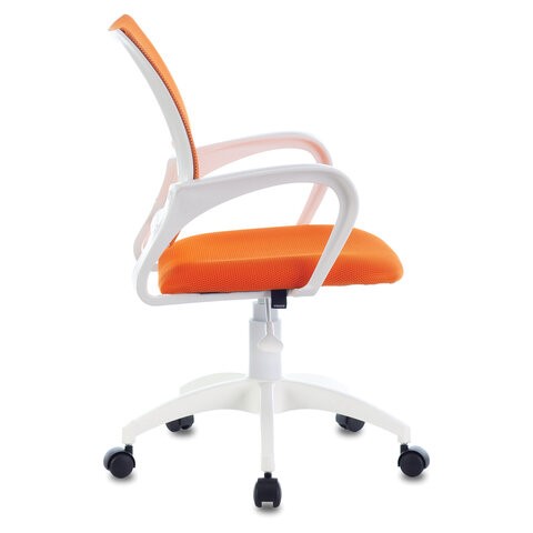 Офисное кресло Brabix Fly MG-396W (с подлокотниками, пластик белый, сетка, оранжевое) в Челябинске - изображение 2
