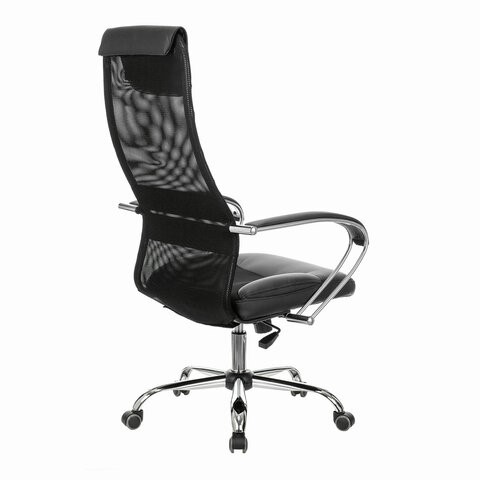 Офисное кресло Brabix Premium Stalker EX-608 CH (хром, ткань-сетка/кожзам, черное) в Челябинске - изображение 9