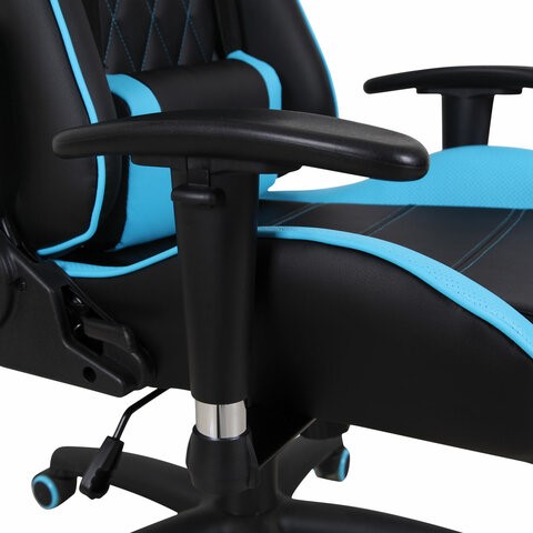 Компьютерное кресло Brabix GT Master GM-110 (две подушки, экокожа, черное/голубое) 531928 в Миассе - изображение 9