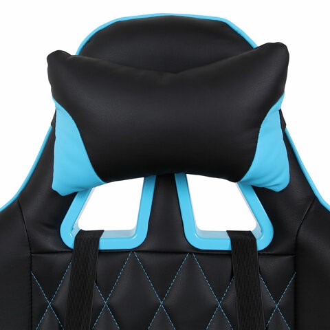 Компьютерное кресло Brabix GT Master GM-110 (две подушки, экокожа, черное/голубое) 531928 в Челябинске - изображение 5