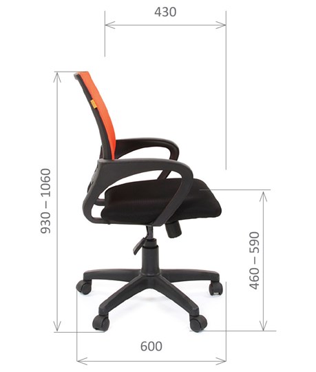 Кресло офисное CHAIRMAN 696 black Сетчатый акрил DW66 оранжевый в Миассе - изображение 2