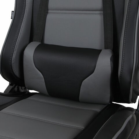 Кресло компьютерное Brabix GT Racer GM-100 (две подушки, экокожа, черное/серое) 531926 в Магнитогорске - изображение 7