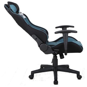 Кресло компьютерное Brabix GT Racer GM-100 (две подушки, ткань, черное/голубое) 531818 в Миассе - предосмотр 3