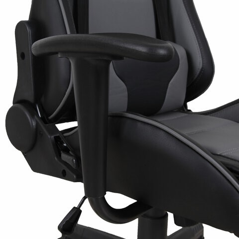 Кресло компьютерное Brabix GT Racer GM-100 (две подушки, экокожа, черное/серое) 531926 в Миассе - изображение 9