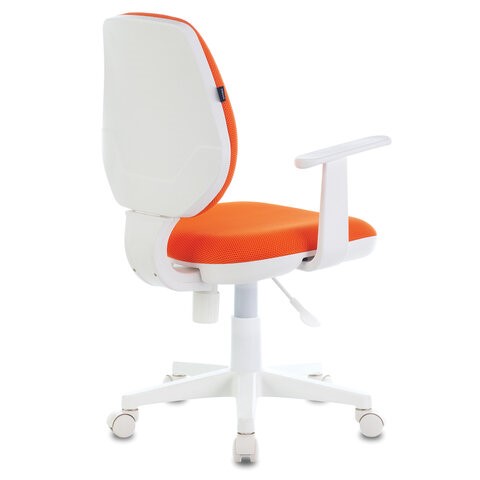 Кресло компьютерное Brabix Fancy MG-201W (с подлокотниками, пластик белый, оранжевое) в Челябинске - изображение 2