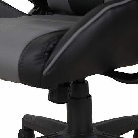 Кресло компьютерное Brabix GT Racer GM-100 (две подушки, экокожа, черное/серое) 531926 в Магнитогорске - изображение 10
