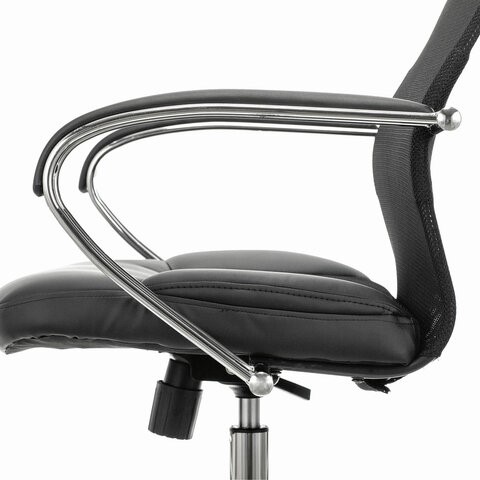 Офисное кресло Brabix Premium Stalker EX-608 CH (хром, ткань-сетка/кожзам, черное) в Челябинске - изображение 2