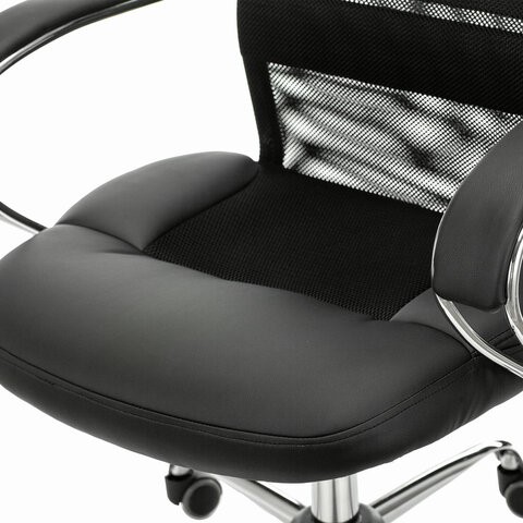 Офисное кресло Brabix Premium Stalker EX-608 CH (хром, ткань-сетка/кожзам, черное) в Челябинске - изображение 5