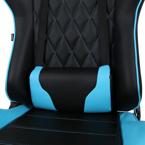 Компьютерное кресло Brabix GT Master GM-110 (две подушки, экокожа, черное/голубое) 531928 в Миассе - изображение 7