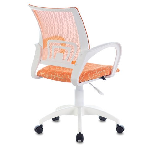 Офисное кресло Brabix Fly MG-396W (с подлокотниками, пластик белый, сетка, оранжевое с рисунком "Giraffe") в Челябинске - изображение 1