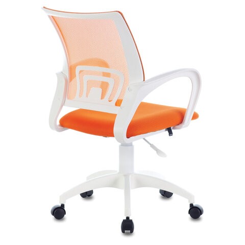 Офисное кресло Brabix Fly MG-396W (с подлокотниками, пластик белый, сетка, оранжевое) в Челябинске - изображение 3