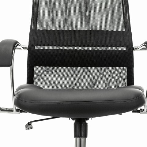 Офисное кресло Brabix Premium Stalker EX-608 CH (хром, ткань-сетка/кожзам, черное) в Челябинске - изображение 7