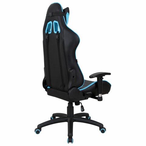 Компьютерное кресло Brabix GT Master GM-110 (две подушки, экокожа, черное/голубое) 531928 в Миассе - изображение 2