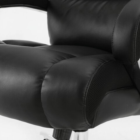 Кресло компьютерное Brabix Premium Bomer HD-007 (рециклированная кожа, хром, черное) 531939 в Челябинске - изображение 3