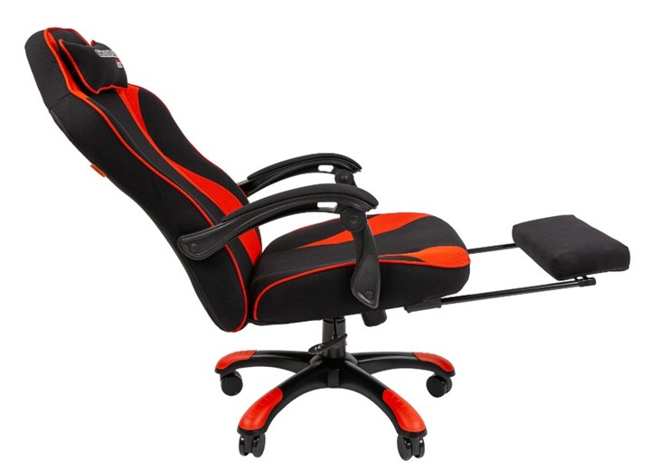 Кресло игровое CHAIRMAN GAME 35 с выдвижной подставкой для ног Ткань  черная / Ткань красная в Челябинске - изображение 4