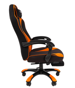 Кресло игровое CHAIRMAN GAME 35 с выдвижной подставкой для ног Ткань черная / Ткань оранжевая в Челябинске - предосмотр 2