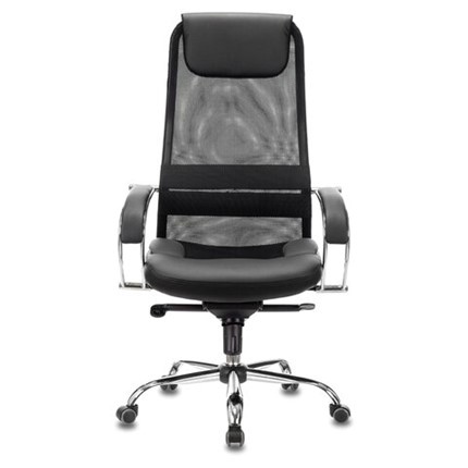 Офисное кресло Brabix Premium Stalker EX-609 PRO (хром, мультиблок, ткань-сетка/экокожа, черное) 532416 в Миассе - изображение