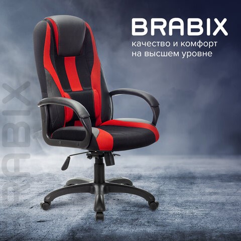 Компьютерное кресло Brabix Premium Rapid GM-102 (экокожа/ткань, черное/красное) 532107 в Челябинске - изображение 9