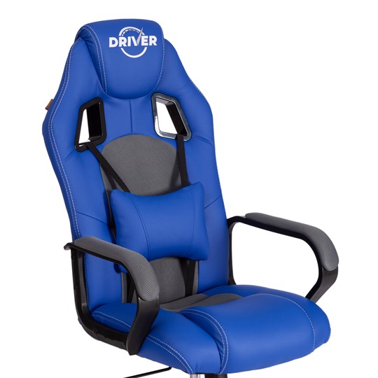 Кресло DRIVER (22) кож/зам/ткань, синий/серый, 36-39/TW-12 арт.21153 в Челябинске - изображение 12