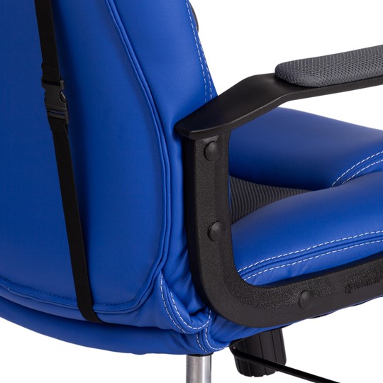 Кресло DRIVER (22) кож/зам/ткань, синий/серый, 36-39/TW-12 арт.21153 в Челябинске - изображение 14