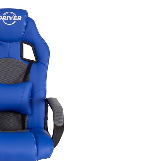 Кресло DRIVER (22) кож/зам/ткань, синий/серый, 36-39/TW-12 арт.21153 в Челябинске - изображение 6