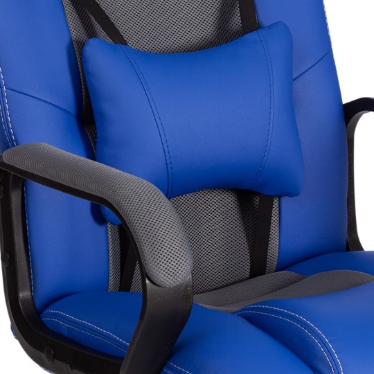 Кресло DRIVER (22) кож/зам/ткань, синий/серый, 36-39/TW-12 арт.21153 в Челябинске - изображение 9