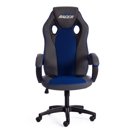 Компьютерное кресло RACER GT new кож/зам/ткань, металлик/синий, арт.13252 в Челябинске - изображение 4