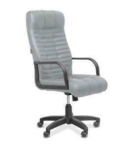 Офисное кресло для руководителя Атлант, экокожа премиум / светло-серая CN1132 в Миассе